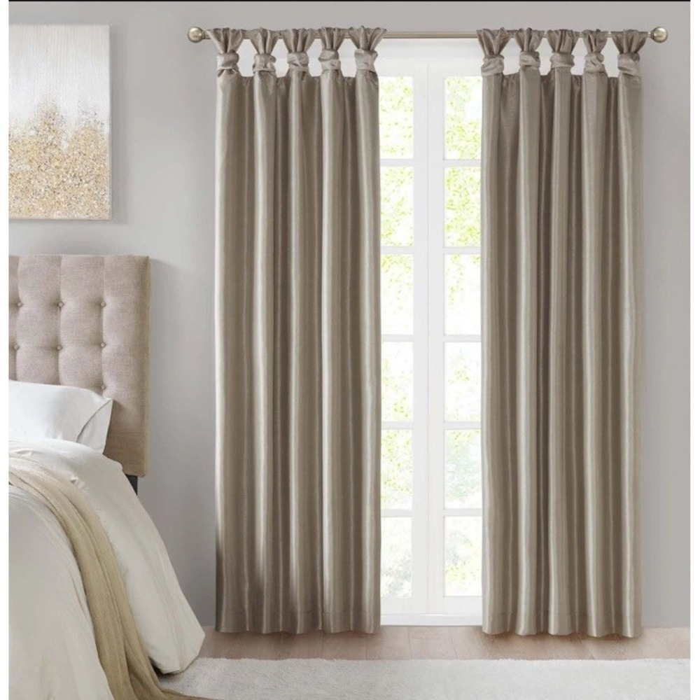 Madison Park Emilia Pewter Twist Tab Lined Window Curtain Panel 1 Drape 50 X 95